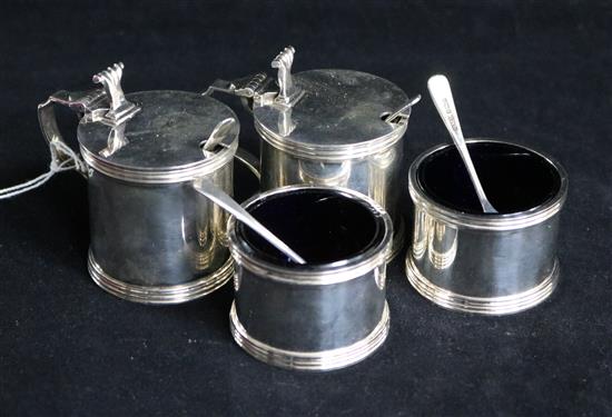 A 1970s four piece silver cruet set & spoons by J.B. Chatterly & Son Ltd, Birmingham, 1970.